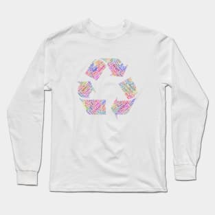 Recycle Symbol Silhouette Shape Text Word Cloud Long Sleeve T-Shirt